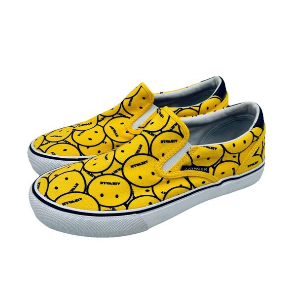 Airwalk Shoes Sneakers Yellow with Multi Smile Smiley Face Graphics Women's 8.5 - Picture 2 of 9